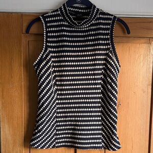 Women's Navy and White Sleeveless Top